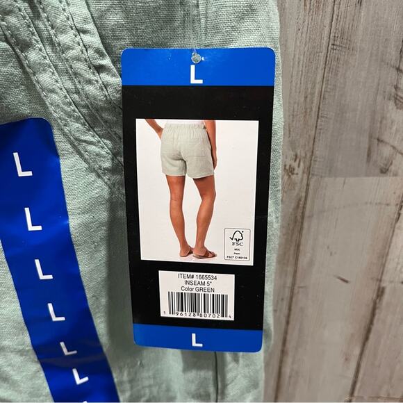 NWT Briggs Ladies' Green Linen Blend Pull-On Short - Picture 4 of 9